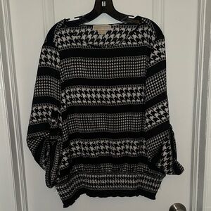 Michael Kors Black & White Houndstooth Stripe Pullover